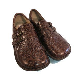 Women Alegria Brown Leather Mule Size EU 41/US 9.5